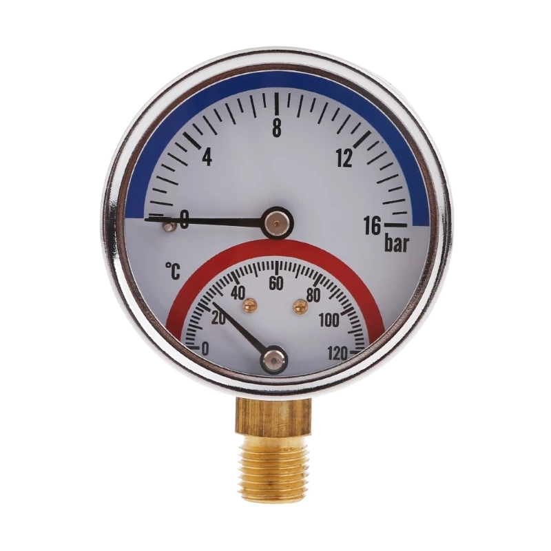 

Liquid Filled Pressure Gauge 0-16Bar 0-120℃ Thermal Pressure Gauge Thermo-manometer Boiler Temperature Pressure Gauge G5AB