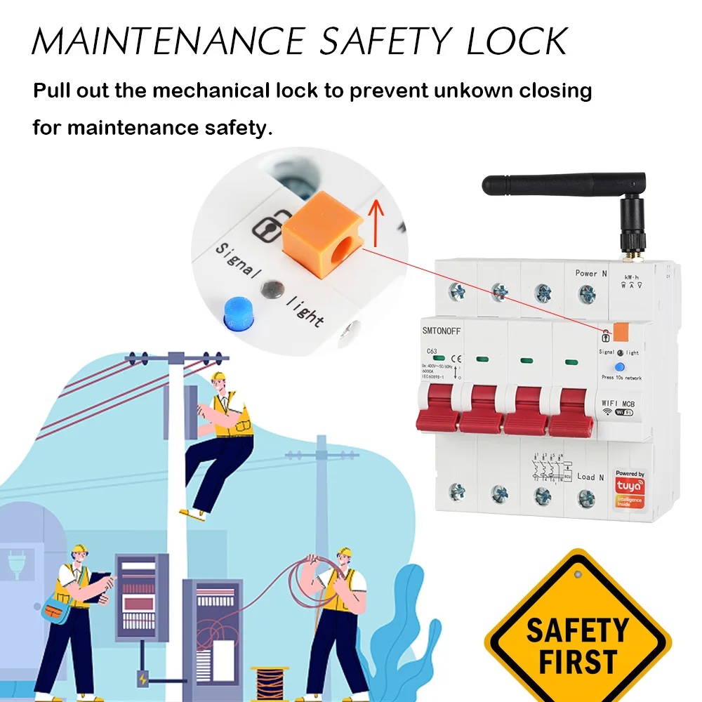 Tuya Smart WiFi RS485 4P MCB Breaker Prepaid Meter Timer Switch Voltage Current