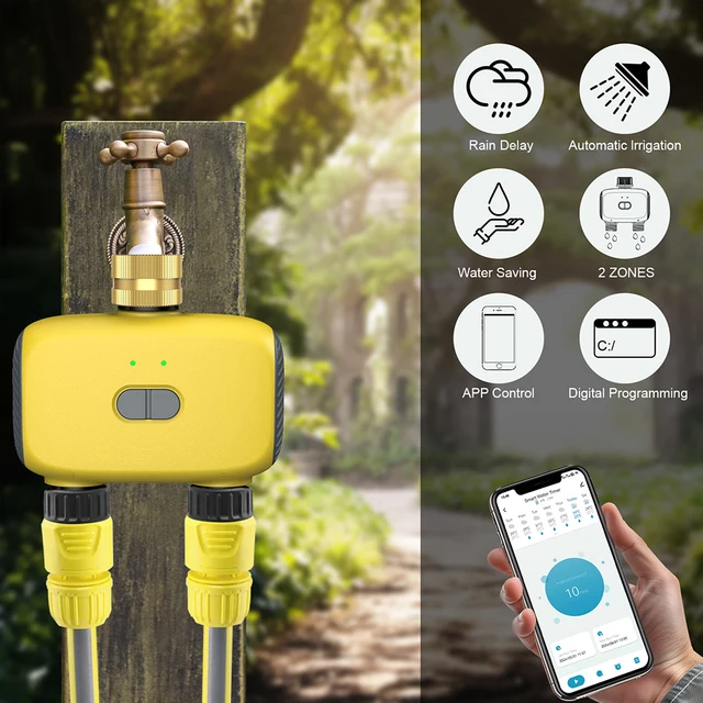 2-Outlets Tuya Smart Zigbee 3/4" Faucet Water Timer APP Control Drip Irrigation System WiFi Sprinkler Works with Alexa Google 4