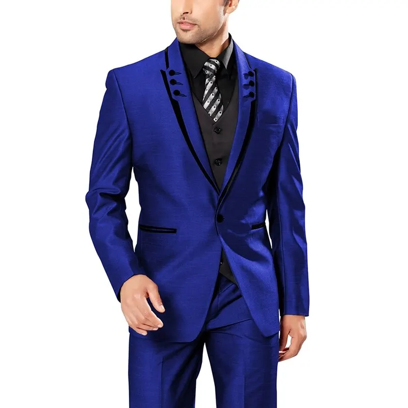 

Royal Blue New Luxury Three Piece Jacket Pants Vest Custom Costume Hombres Slim Fit Terno Outfits Wedding Prom Masculina 2024