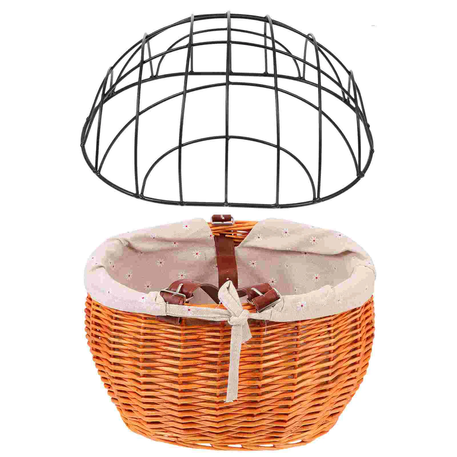 

Rattan Storage Basket Bike Pannier Hamper Pet Front Bikes Vegetable Container Removable Sturdy
