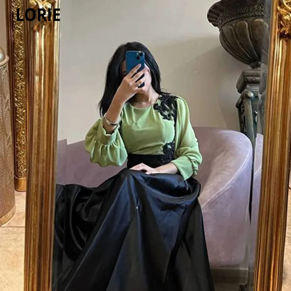 

LORIE Women Saudi Arabia Prom Dresses 2022 Long Elegant A-line Lace Appliques Evening Party Gown Vestidos Gala Robes De Soirée