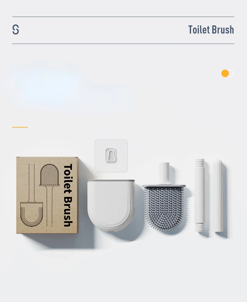 Silicone Toilet Brush and Holder Wall Mounted Bathroom Quick Drying Efficient Professional Deep Cleaning bathroom accessories toilet brush set toilet brush holder