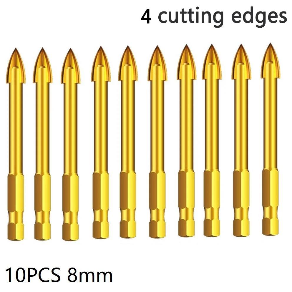 Lot De 6 Forets à Verre Revêtus De Titane Avec Tige