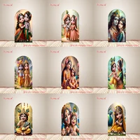 Krishna Arch Cover Baby Baptism Indian Wedding Backdrop Polyester Double-Sided Hindu God Krishna Radha Yashoda Arch Cover Prop 1