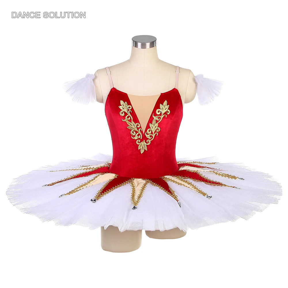 

BLL061 Red Velvet Bodice with 7 Layers of Tutu Skirt Stage Performance Costumes High Quality Ballet Outfit for Adult Women Girls