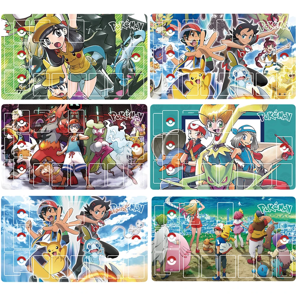 

Тренировочный Аниме Pokemon Ptcg Ash Ketchum, самостоятельное изготовление, 60x35 см, версия комиксов, специальная игра, один игрок, Боевая карточка, коврик, подарок