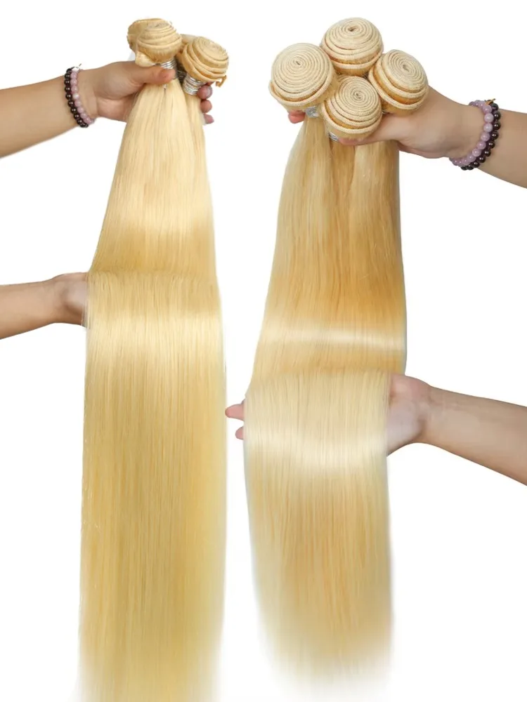1 3 4 613 Blonde Straight Hair Bundles Brazilian Remy Human Hair Extension Honey Blonde Bundle Deals 28 30 32 34 36 38 40 Inches 3
