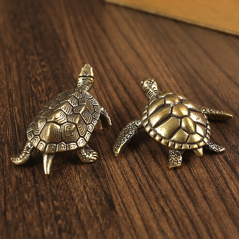 

Retro Turtle Small Home Decor Ornaments Pure Copper Antique Animal Miniatures Figurines Crafts Office Desktop Decoration