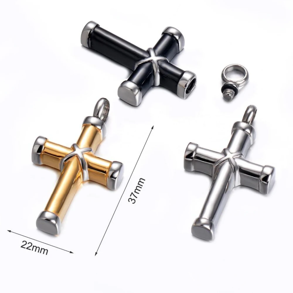 Classic Cross Ashes Necklace Stainless Steel Urn Pendant Ashes Holder Memorial Jewelry Keepsake for Women Men with 20"Chain 2