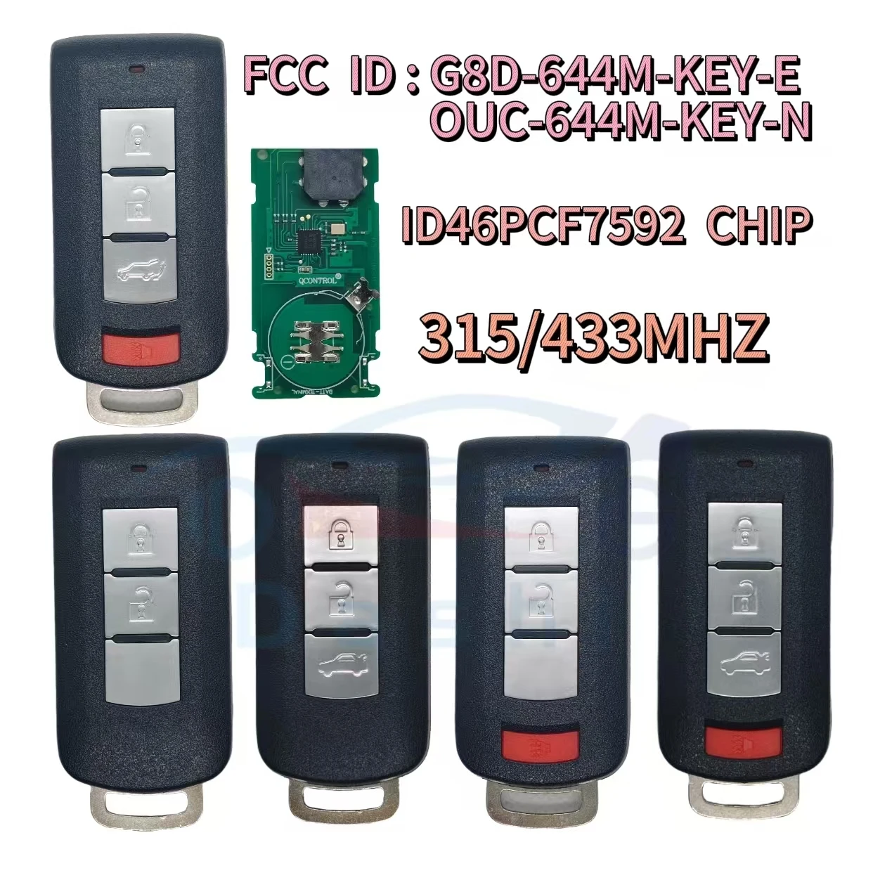 Da Shi สําหรับ Mitsubishi Lancer Outlander 2008-2018 ASX 2013-2015G8D-644M-KEY-E / 8637A662 ID46 PCF7952 ชิปรีโมทกุญแจรถ 433MHz
