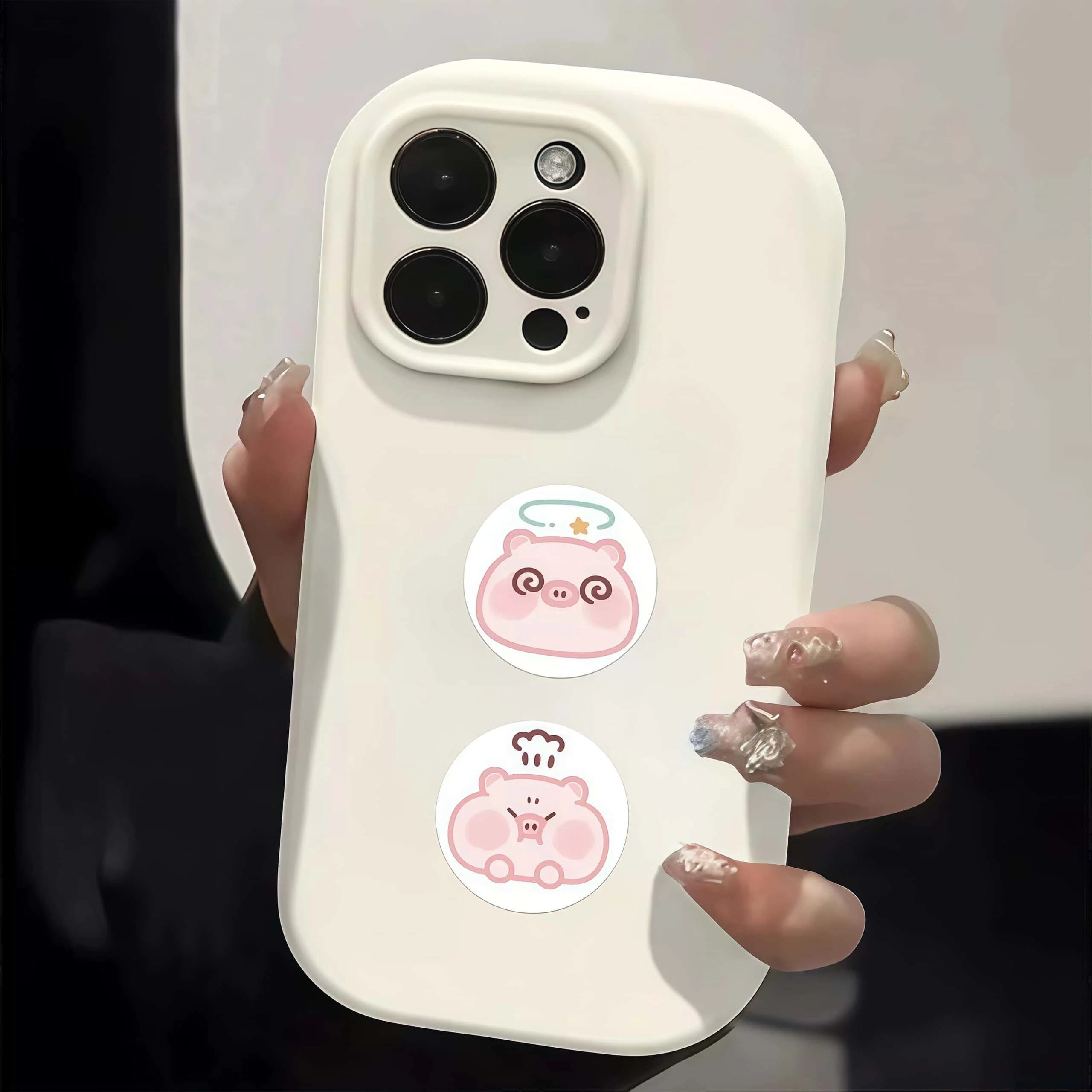 500개/롤 귀여운 돼지 스티커, DIY, 저널 및 선물 장 귀여운 표정 원형 데칼