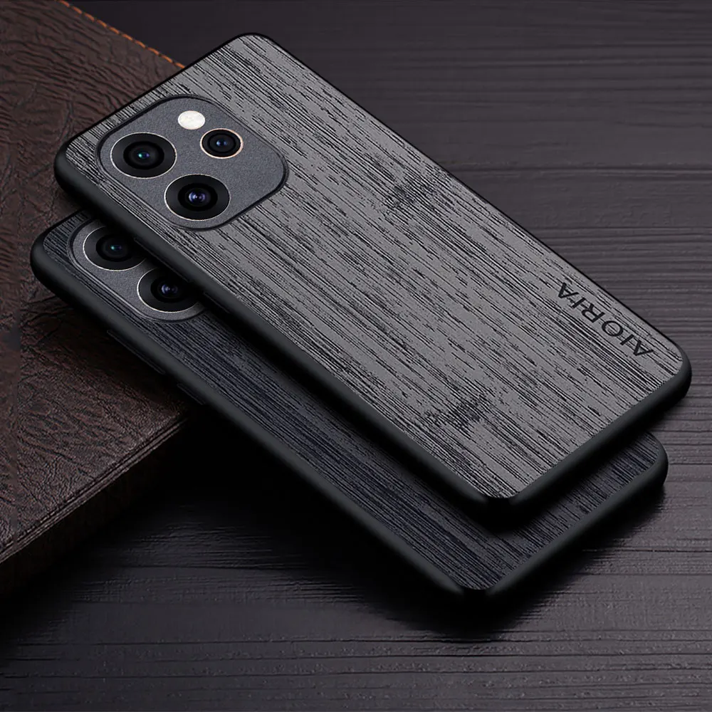 Luxury Bamboo Wood Pattern Leather Phone Case - Elegant Shell