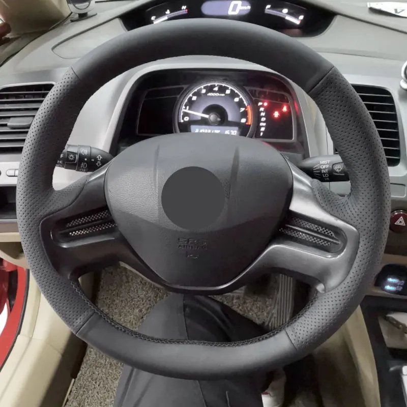 

Косички на руль для Honda Civic 8, 2006, 2007, 2008 (2 спицы), автомобильный внутренний руль, перфорированный кожаный чехол, черный