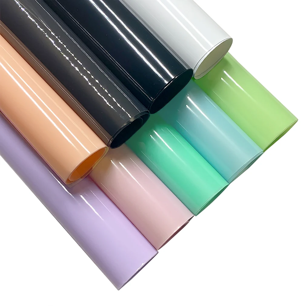 

30*135cm Transparent TPU Film Roll Solid Color Faux Leather Sheets Smooth Jelly Vinyl Fabric for Notebook Cover Bow Craft DIY
