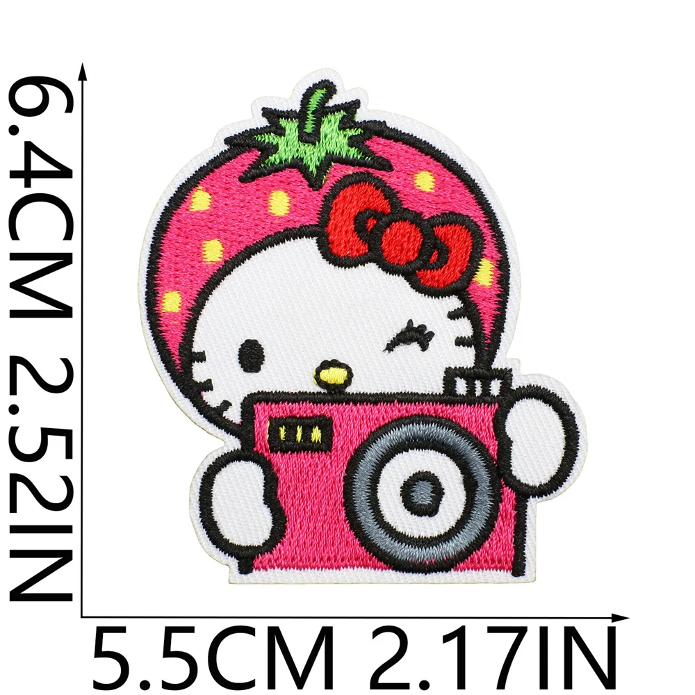 귀여운 헬로키티 패치 자수 아이언온 의류 청바지 장식 아플리케 바느질 의류 수선용