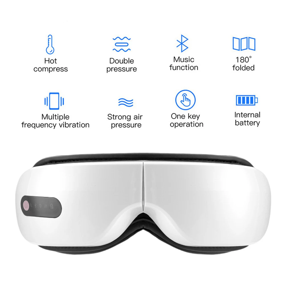 Eye Massager Airbag Vibration Heating Instrument Smart Bluetooth Music Glasses Relax Migraines Relief Improve Sleep Rechargeable