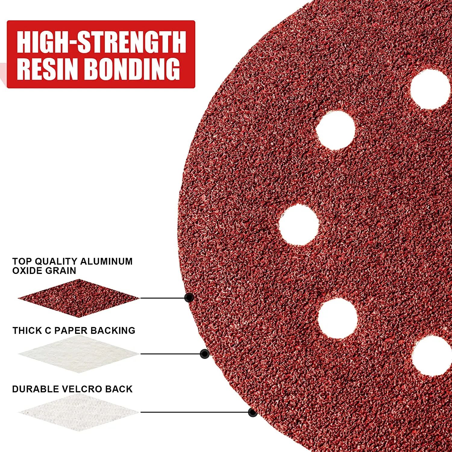 thumbnail image 2 of 11 Inch Sanding Discs Hook And Loop Round Sand Paper Disc, White Aluminum Oxide No Hole Hook And... 2 of 11