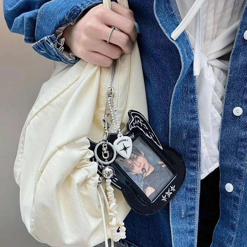 Kpop Photocard Binder Guitar Photo Card Holder Idol Photos Protective Cover Photo Card Case School Bag Pendants