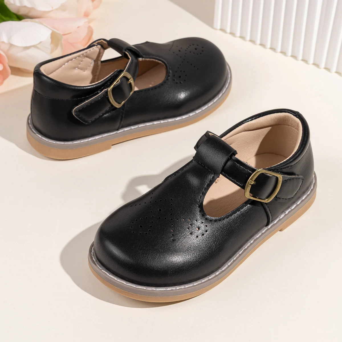 Neue Kinder Retro Leder Schuhe Kinder Mode Design Gummi Weiche Anti-Slip Flache Sohle Jugendliche Teenager Casual Wanderschuhe – Detail 11
