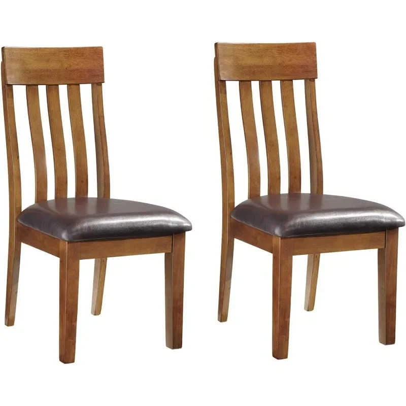 ZHENXIANG Design by Ashley Haddigan Faux Leather Cushioned Rake Back Dining Chair, 2 Count, Dark Brown