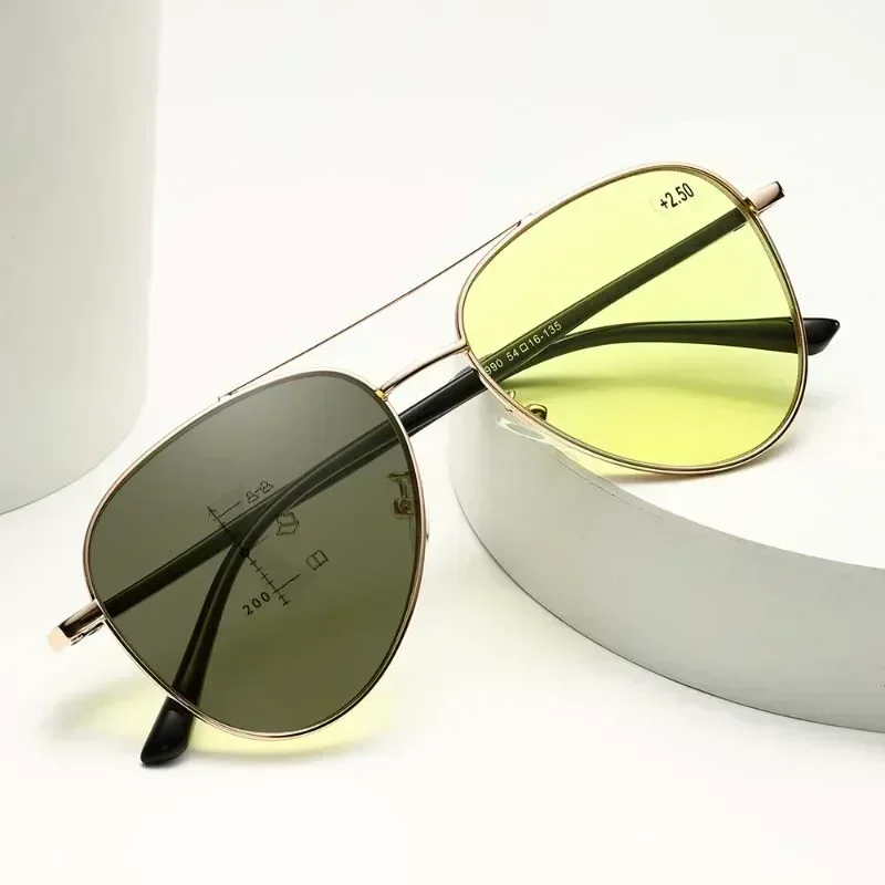 Progressive Multifocal Reading Glasses for Women Men Fashion Trend Color Changing Night Vision Eyewear Prescription Sunglasses 2