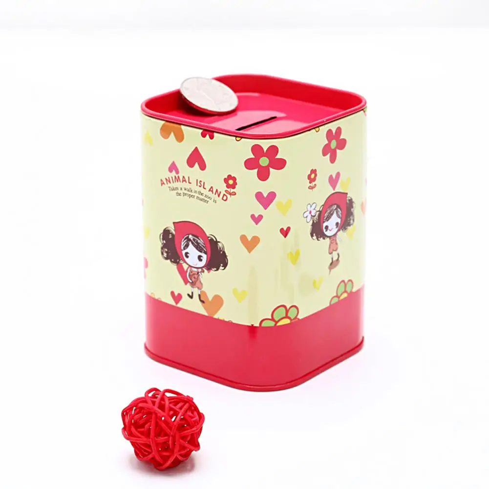 Piggy Bank Large Capacity Decorative Unbreakable Metal Cartoon Square Coin Saving Can for Home 3