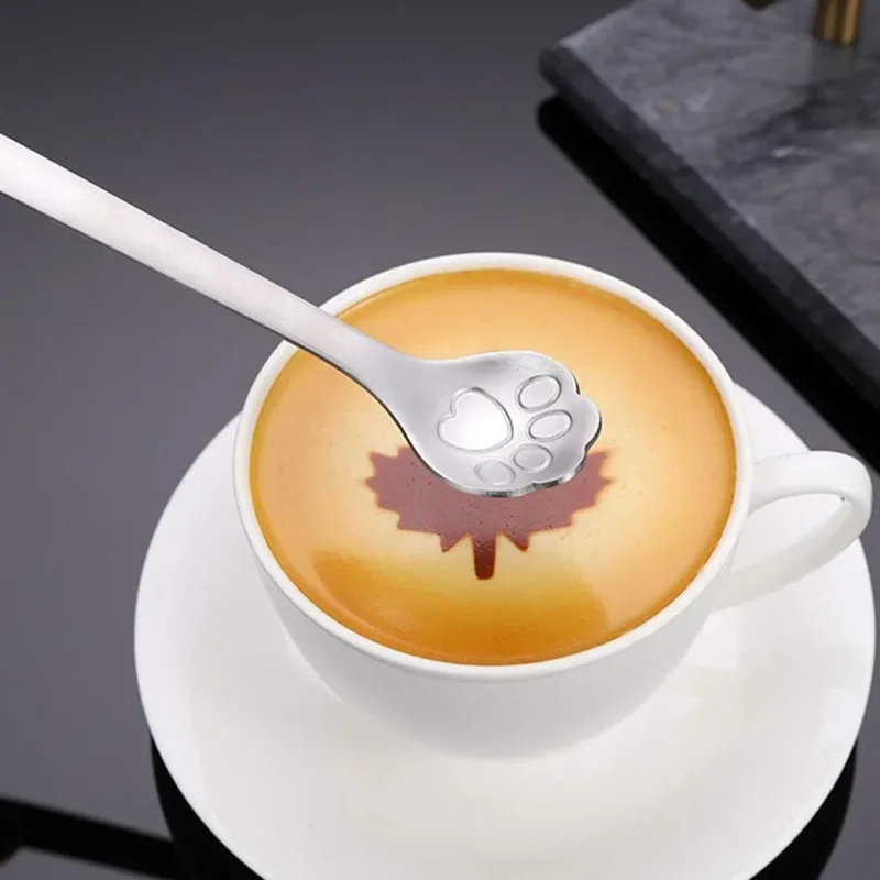 Cute Cat Claw Spoon Stainless Steel Cat Paw Coffee Spoons Ice Cream Cake Dessert Teaspoon Scoops Tableware Kitchen Accessories stainless steel spoon tea spoon