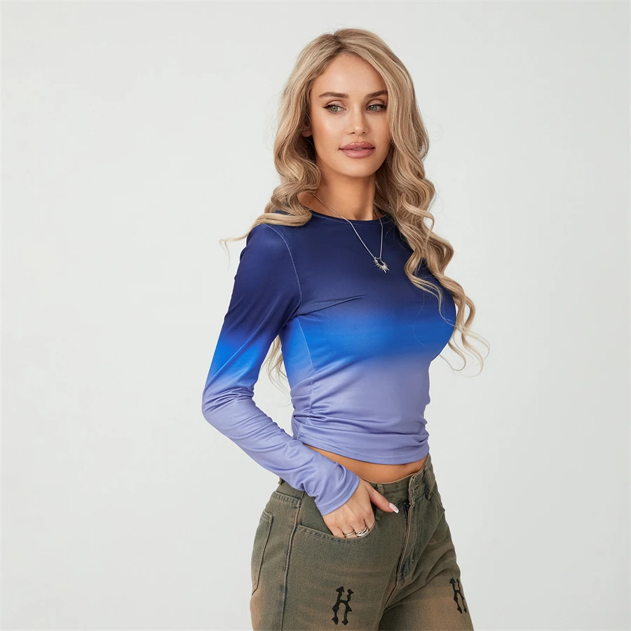 Camisetas básicas de Color liso para mujer, camisetas informales de manga larga, jerséis ajustados para otoño y primaver