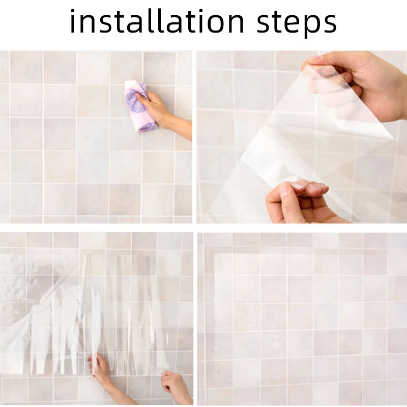 45x70cm Kitchen Oil Proof Wall Sticker Heat-resistant Wallpaper Clear Self Adhesive Film Waterproof Paper Tile Wall Decals