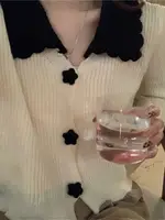 2022 Korean Fashion New Cropped Cardigan Women Sweet Elegant College Autumn All-match Feminino Vintage Tender Skinny Sweater