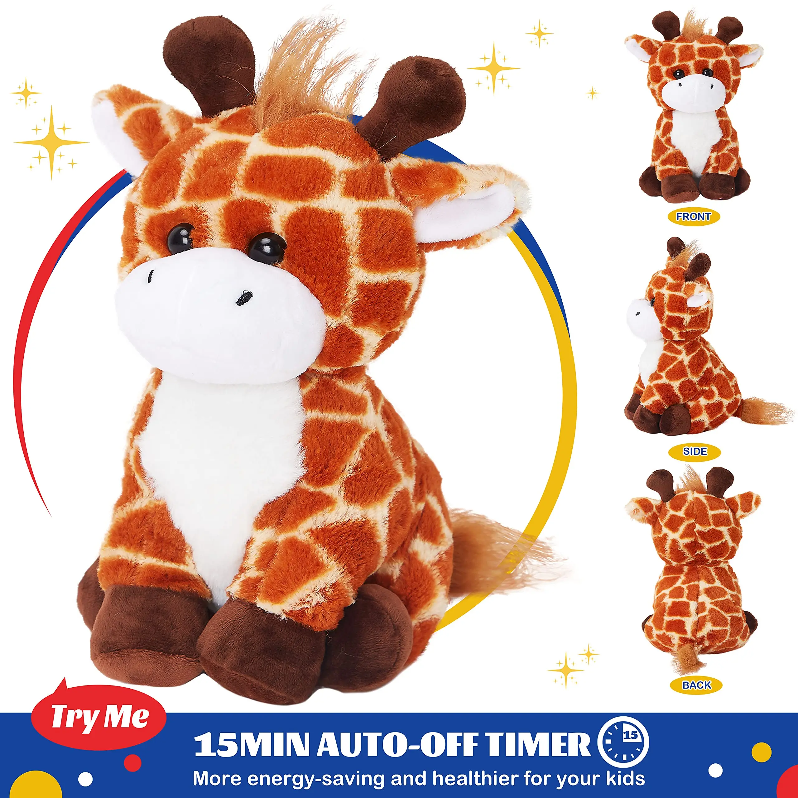 30cm Giraffe Doll Plush Toys Cute Giraffe Throw Pillow LED Luminous Soft Stuffed Toy Animals Gift for Girls Kids Decor Home