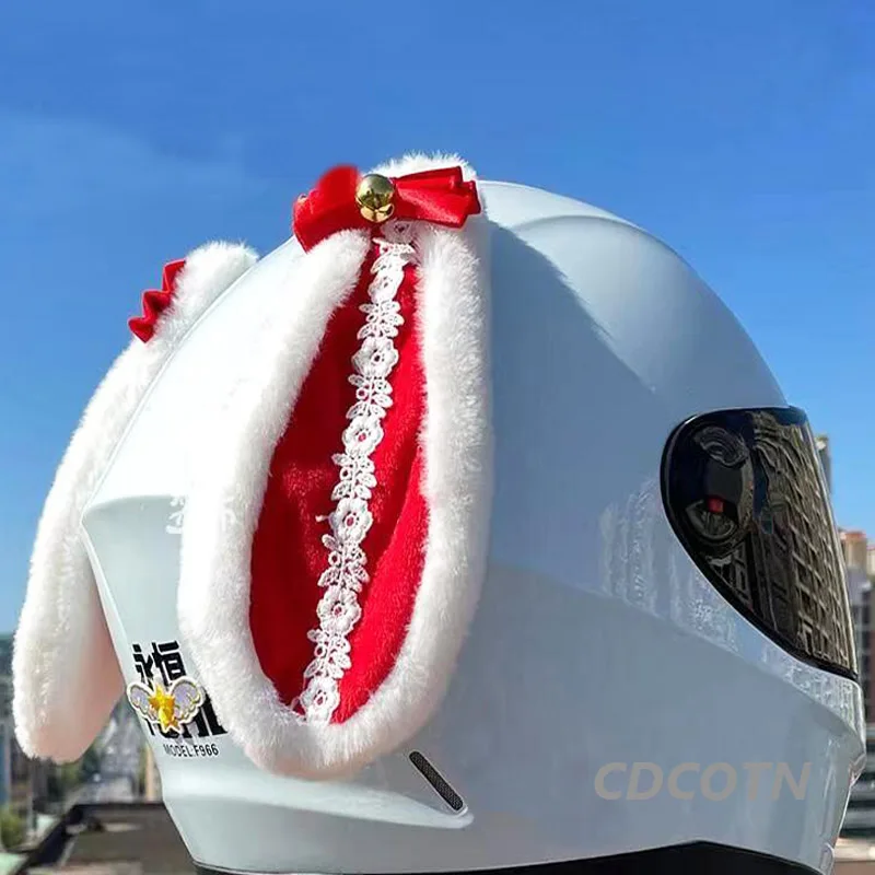 Happyyami Orecchie Da Coniglio Per Casco, Accessorio Decorativo In Peluche Per Moto, Bici, Sci, Snowboard, Regalo Divertente E Originale