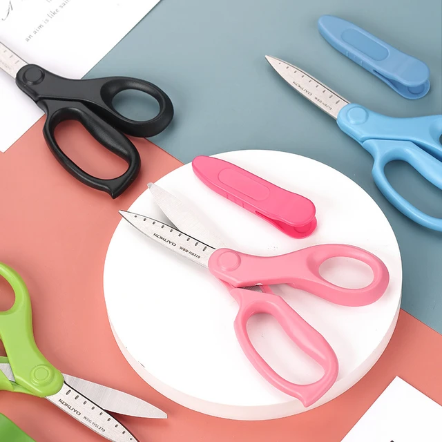 1pc Left or Right Handed Design Children DIY Student Scissors Standard  Paper-cutting Tools Safe Flat