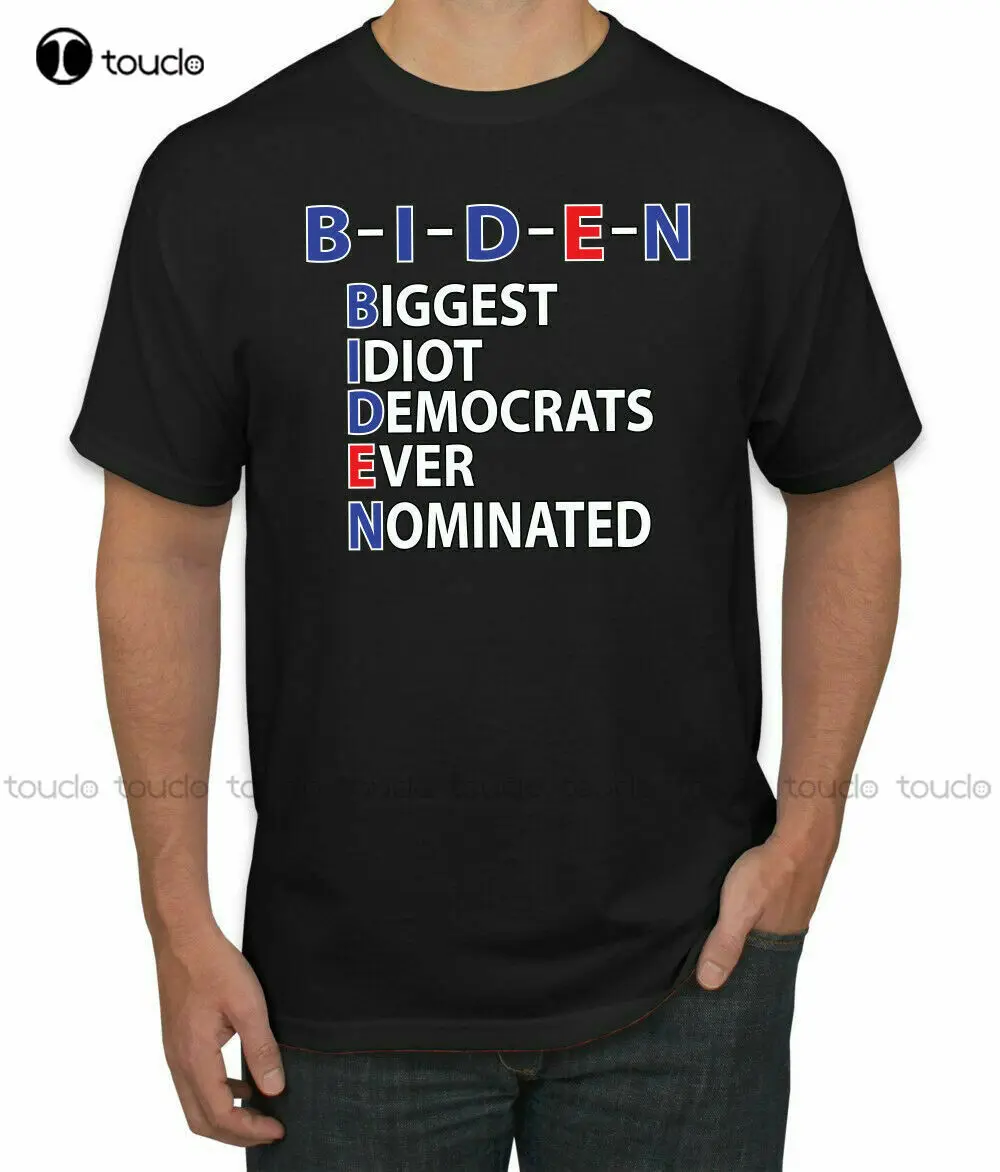 Biden-Biden-가장 큰 Idiot 민주주의 이제까지 지명 된 남성 티셔츠 재미 있은 티 선물 Xs-5Xl 야구 티 셔츠 코튼 티 셔츠 Xs-5Xl