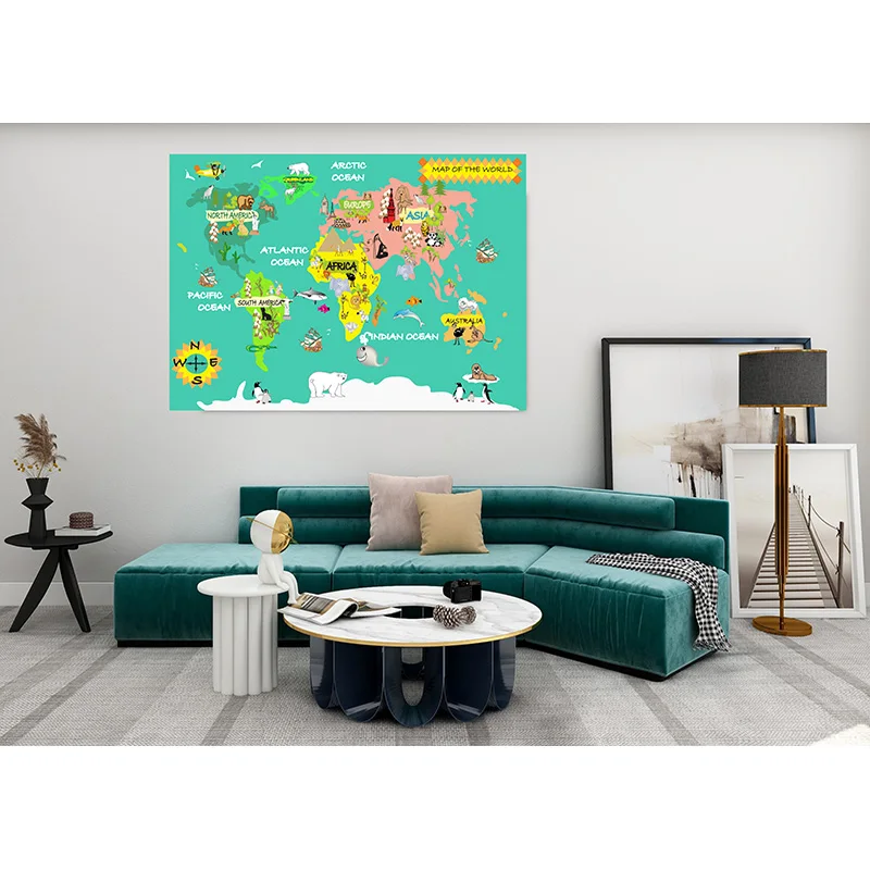 

Vinyl Photography Backdrops Props Physical Map of The World Vintage Wall Poster Home School Decoration Baby Background DT-45