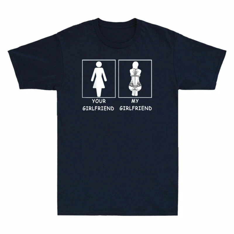 Girlfriend Your Tee VS Tee My Men's Cotton Funny Novelty Girlfriend Printed Design Comfortable and Breathable Men's Clothing Tee