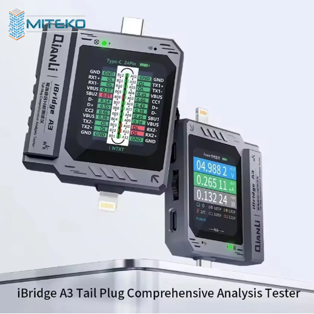 치엔리 iBridge A3 테일 플러그 테스터 종합 분석 타입-C 라이트닝 인터페이스 자동 스캔 휴대폰 안드로이드 진단 도구