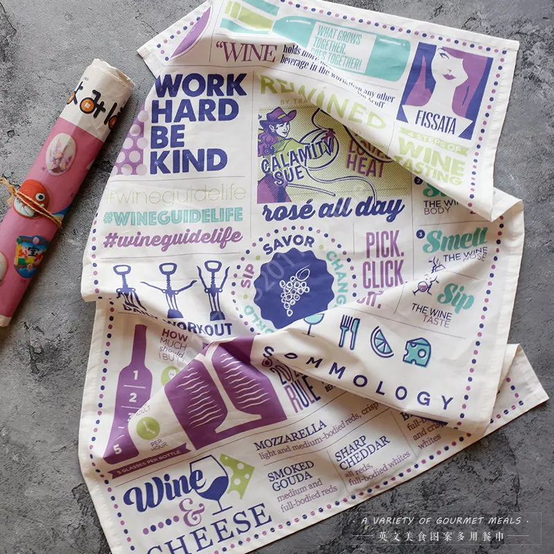 

Fresh Hanging Cloth Ultra-high Density Cotton Napkin Letter Gourmet Photo with Tablecloth Delicate Texture Cloth Hanging Towel