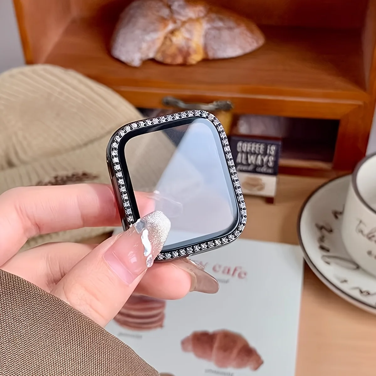 Deluxe Crystal-Trimmed Glass Watch Case with Screen Protector