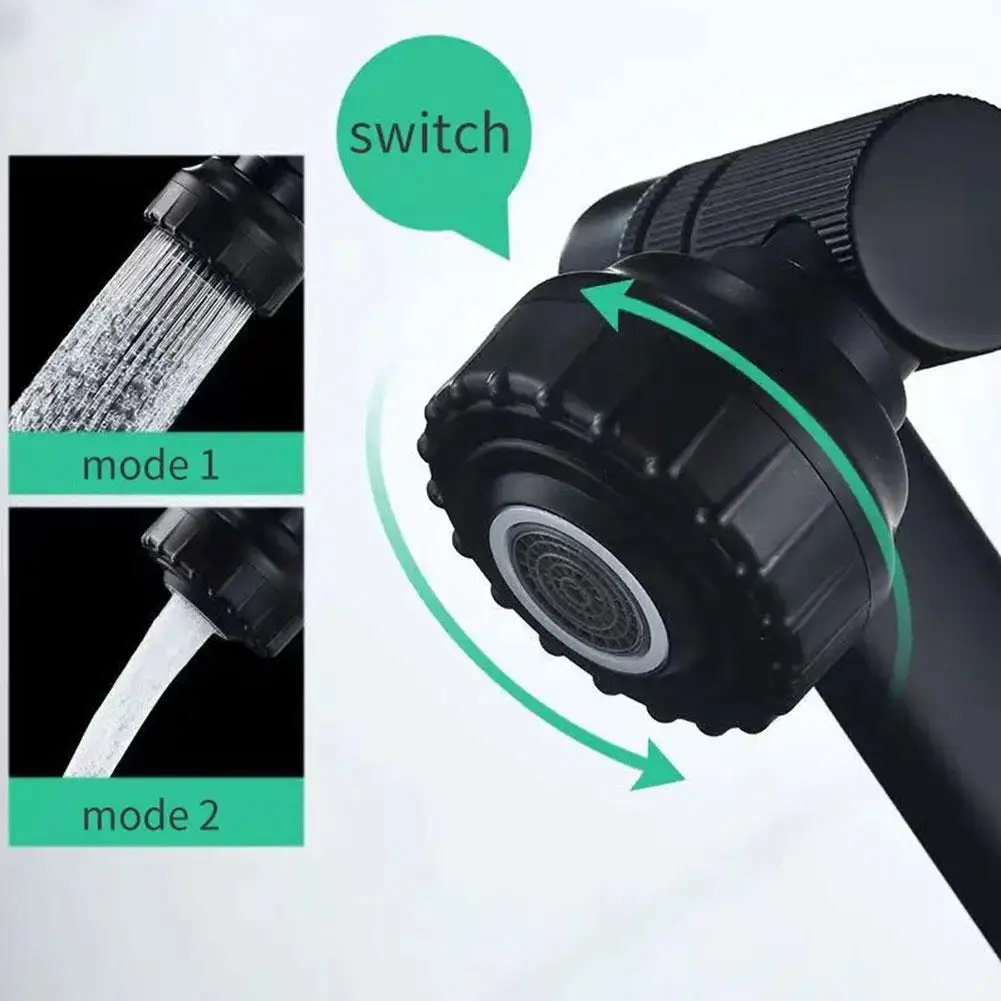 

360 Degree Rotating RV Motorhome Bathroom Mixer Tap Spraying Basin 2 Modes Matte With Water System Black Camper Faucet U2K8