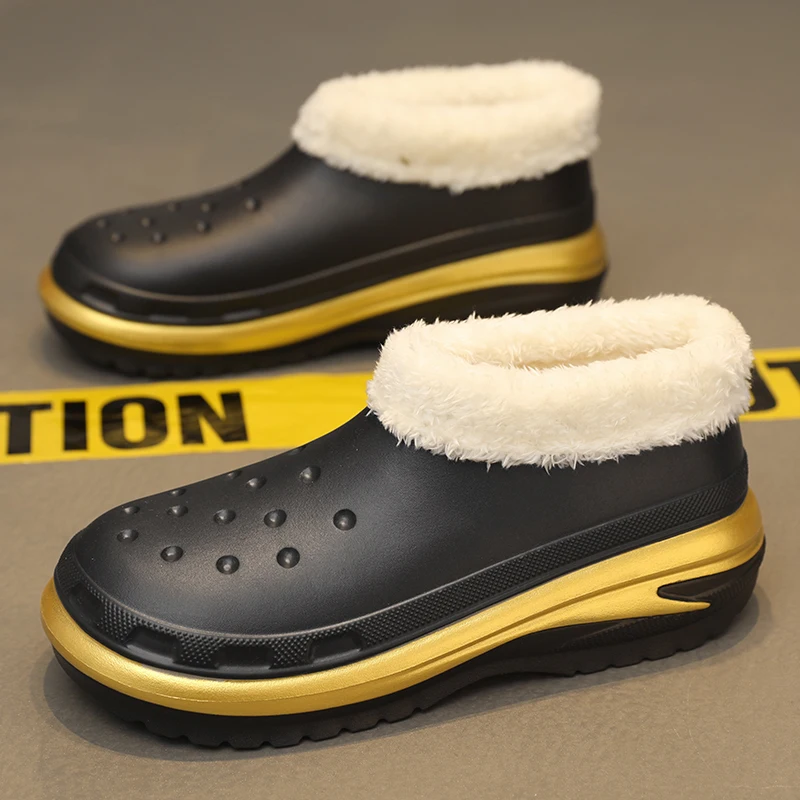 

Fashion Winter Men Cotton Slippers High Quality Waterproof Women's Shoes Fur Warm Plush Indoor Home Couples Casual Cotton Shoes