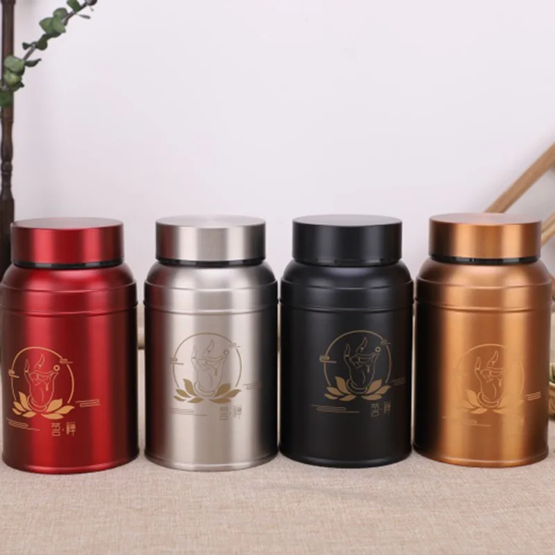 

Tea Cans Stainless Steel Large Packaging Empty Gift Box Household Tea Cans Metal Portable Universal Sealed Cans