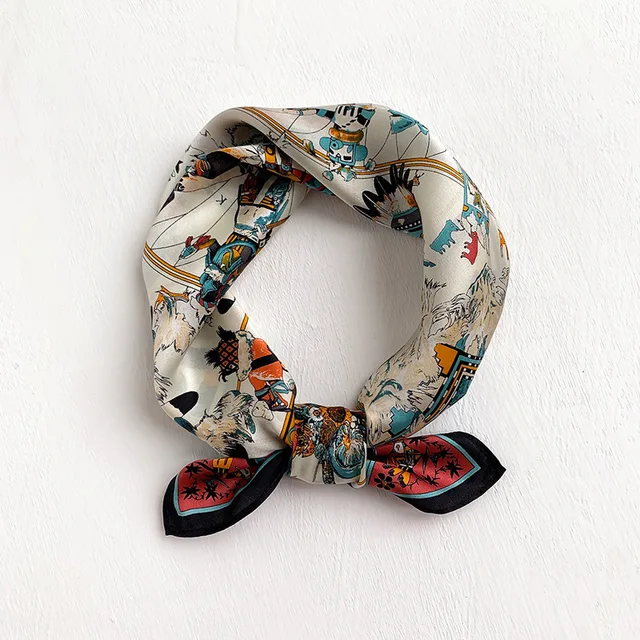 Scarf 100% Silk Bandana Women Square Scarves Wrap Kerchief Mulberry Spring Fashion Luxury High Quality Headband Hijab Shawls 28110-6