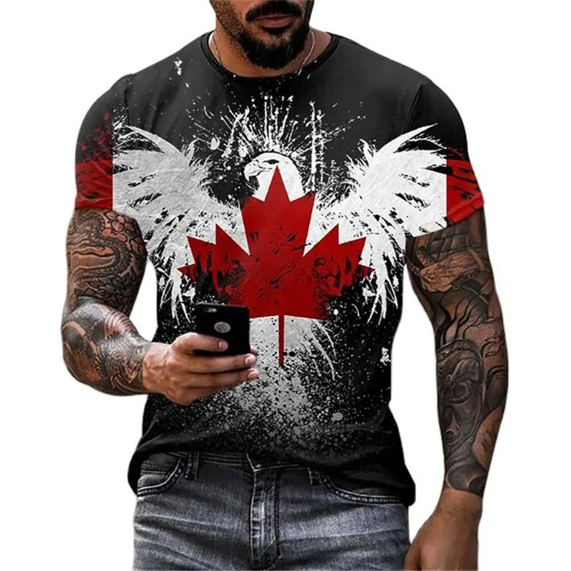 Fashion Canada Maple Leaf Flag 3d Print Men's Tshirts Mens Clothes Hip
