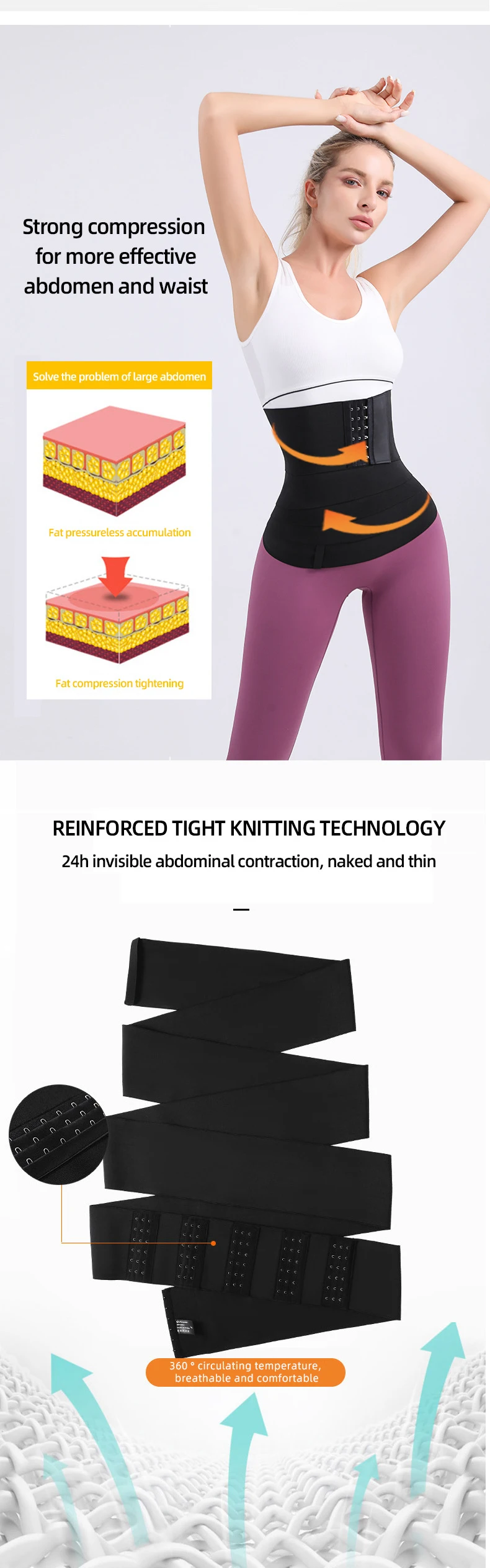 Woman's Girdle Stomach Wraps for Belly Fat Upgraded Waist Wraps for Stomach Wrap for Women Invisible Loop Body Wrap Plus Size 6M