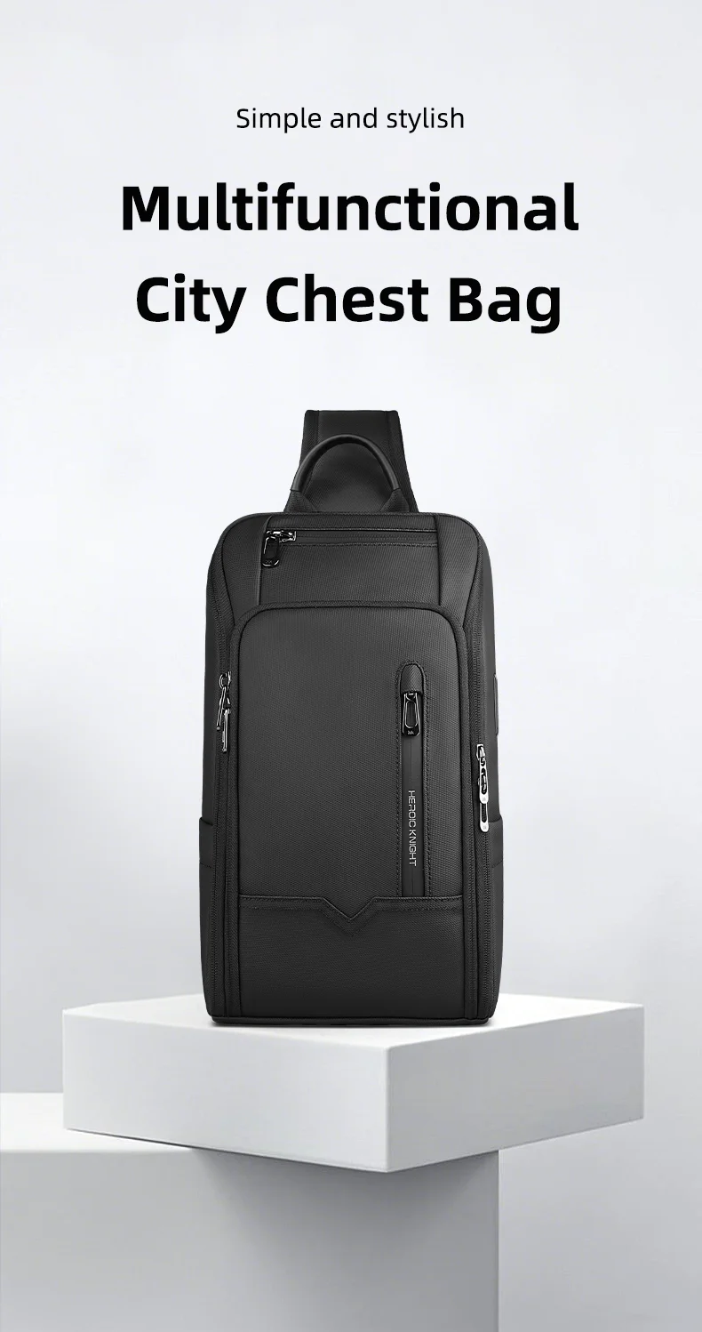 HcanKcan Mode Herren Umhängetasche Multifunktions USB Umhängetasche Wasserdicht Messenger Pack Trend Sport Reise Sling Brusttasche – Detail 6