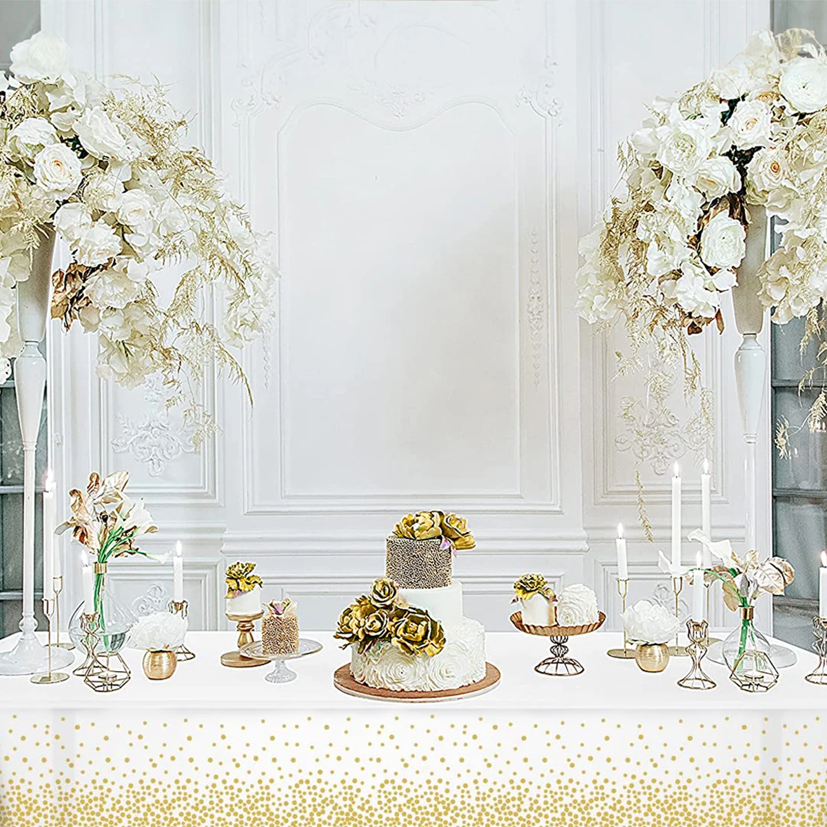 Disposable Tablecloth 137*274cm Wedding Table Decoration Rose Gold Dot Dinner Cloth Birthday Decor Baby Shower Party Decoration