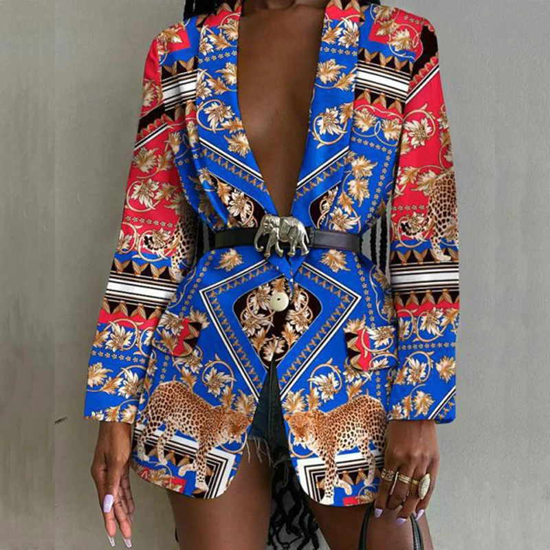 suit WOMEN Turn-down Collar Print Shawl Collar Single Button Blazer Casual  Abstract Graphic Work Coat sexy fashion full new