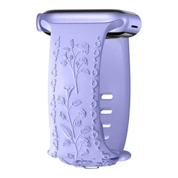 Floral Engraved Bracelet Strap - 44 45 46 49 mm (Lilac)
